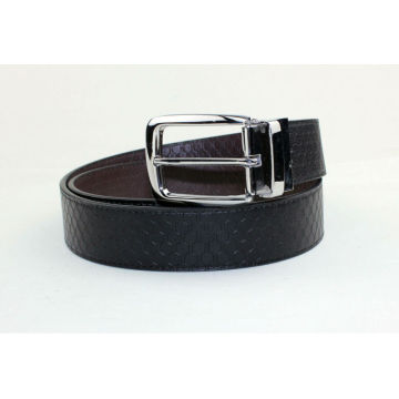 Embossed pattern leather belt luxury belt